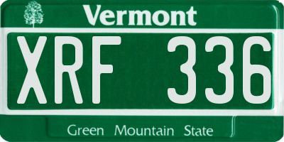 VT license plate XRF336
