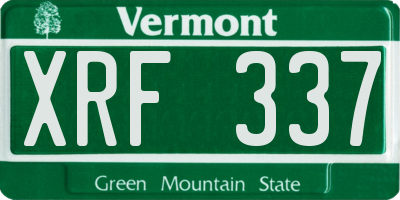 VT license plate XRF337