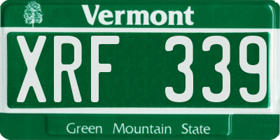 VT license plate XRF339