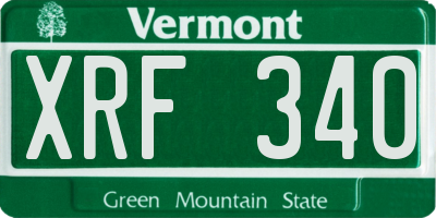 VT license plate XRF340