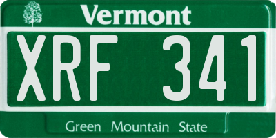 VT license plate XRF341