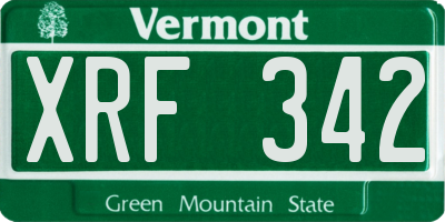 VT license plate XRF342