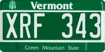 VT license plate XRF343