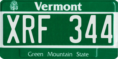 VT license plate XRF344