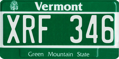 VT license plate XRF346