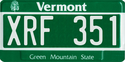 VT license plate XRF351