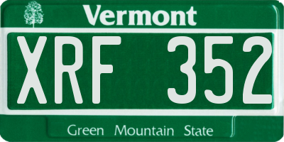 VT license plate XRF352