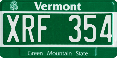 VT license plate XRF354