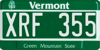 VT license plate XRF355
