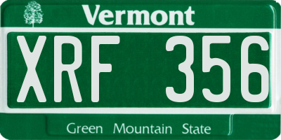 VT license plate XRF356