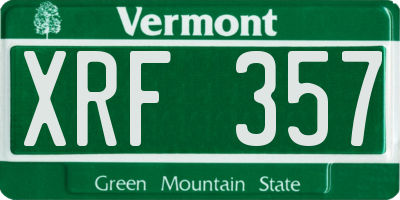 VT license plate XRF357