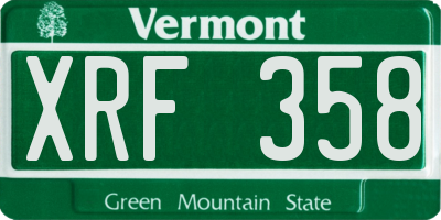 VT license plate XRF358