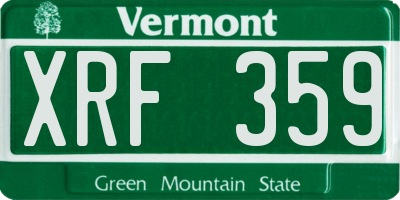 VT license plate XRF359