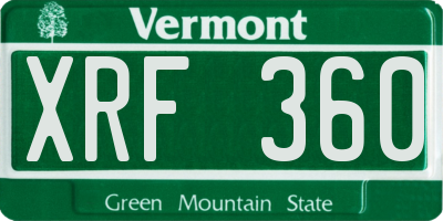 VT license plate XRF360