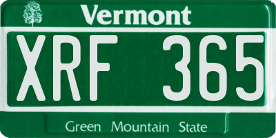 VT license plate XRF365