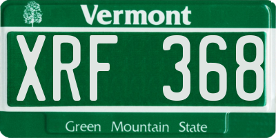 VT license plate XRF368