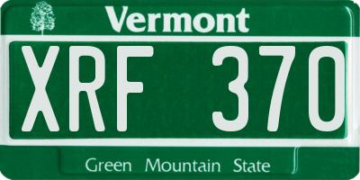 VT license plate XRF370