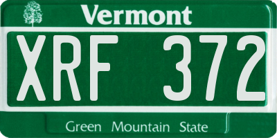 VT license plate XRF372