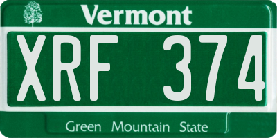VT license plate XRF374