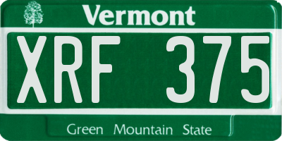 VT license plate XRF375