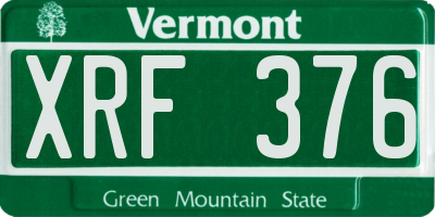 VT license plate XRF376