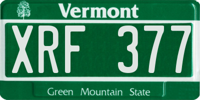 VT license plate XRF377