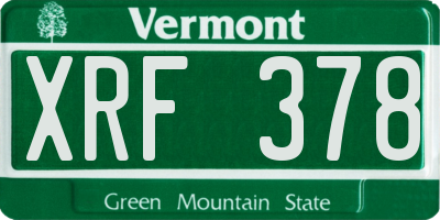 VT license plate XRF378