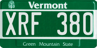 VT license plate XRF380