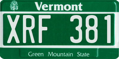VT license plate XRF381