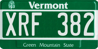 VT license plate XRF382
