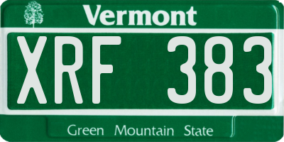 VT license plate XRF383