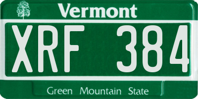 VT license plate XRF384