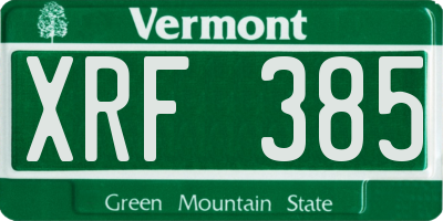 VT license plate XRF385