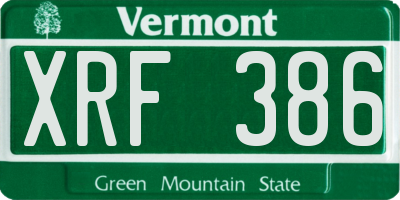 VT license plate XRF386