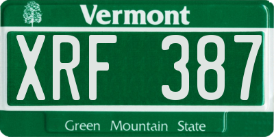 VT license plate XRF387