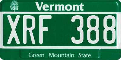 VT license plate XRF388