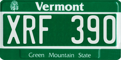 VT license plate XRF390