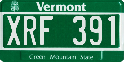 VT license plate XRF391