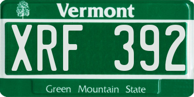 VT license plate XRF392