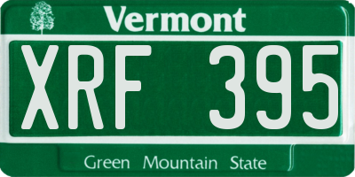 VT license plate XRF395