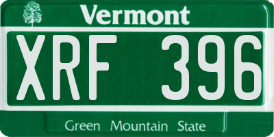 VT license plate XRF396