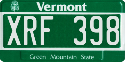 VT license plate XRF398