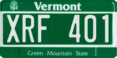 VT license plate XRF401