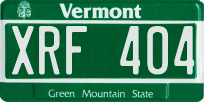 VT license plate XRF404