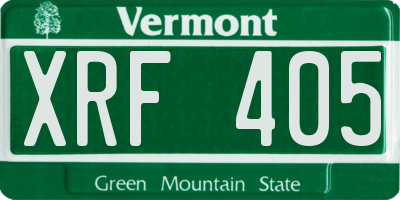 VT license plate XRF405