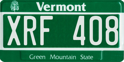 VT license plate XRF408