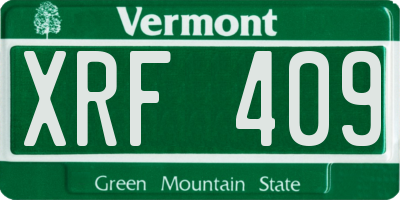 VT license plate XRF409