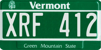 VT license plate XRF412