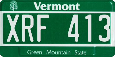 VT license plate XRF413