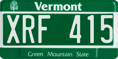 VT license plate XRF415